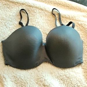 Victoria Secret women's lined strapless bra blue gray.